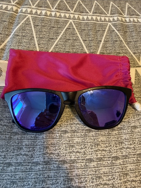 Oakley Accessories - Oakley Frogskin Black Frame Purple Mirror Lens Sunglasses